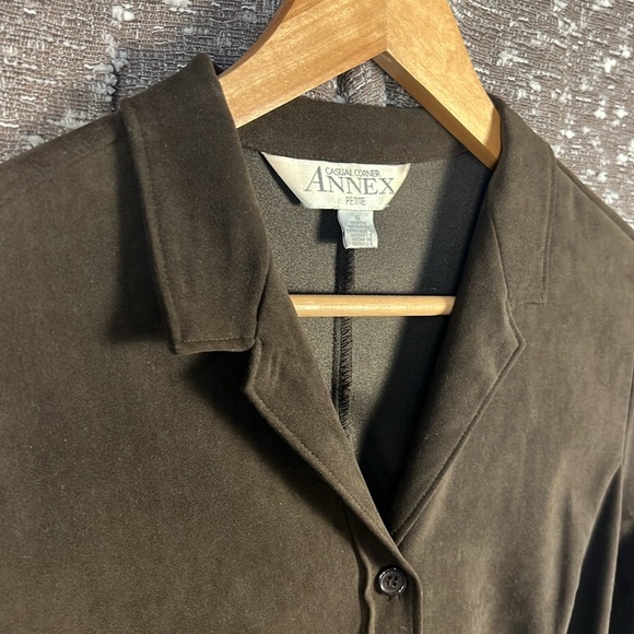 Annex Tara Shirt Button Up Dress‎ Velvet Feel Brown with Waist Tie Size 6 Petite - Picture 5 of 9